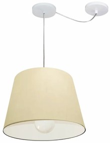 Lustre Pendente Cone Com Desvio Md-4274 Cúpula  30/30x40cm Algodão Crú - Bivolt