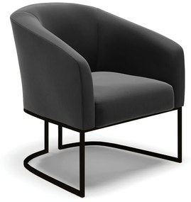 Poltrona Stella Suede Preto Base Industrial Preto - D'Rossi