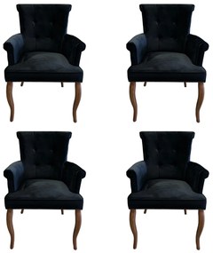 Kit 4 Cadeiras de Jantar Belford Veludo Preto Pés de Madeira Design Sofisticado G48 -  Gran Belo