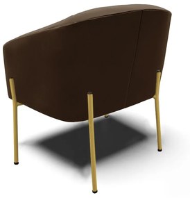 Poltrona Decorativa Pé de Ferro Dourado Kit 2 Stella Suede D03 - D'Rossi - Marrom