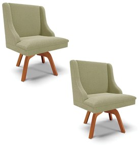 Cadeira Sala de Jantar Giratória MM35 kit 2 Liz Bouclê D03 - D'Rossi - Pistache