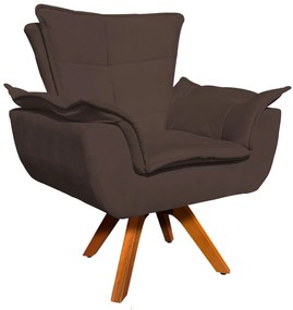 Poltrona Sala de Estar Giratória MM30 Opalla Suede D03 - D'Rossi - Marrom