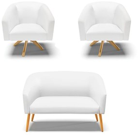Namoradeira e 2 Poltronas Giratória MA30 Stella Sintético Branco D03 - D'Rossi