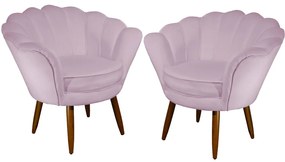 Kit 2 Poltronas Decorativas Pétala Pés Palito Veludo Rosê - Sheep Estofados
