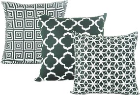 3 Capas para Almofadas Confort Veludo Geométrico Verde 50x50cm