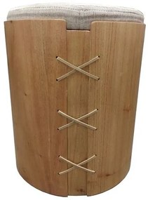 Puff Lotus Estofado Bege com Laminado Castanho 49 cm - 71812 Sun House
