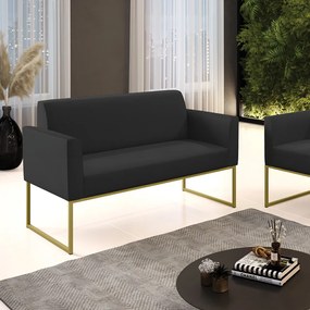 Sofá Namoradeira Base Industrial Dourado Marisa Corino D03 - D'Rossi - Preto