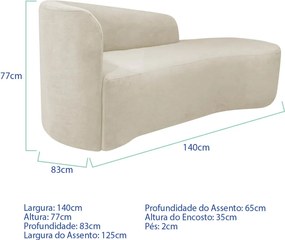 Kit Sofá Curvo França 140cm LD. e 2 Poltronas Luiza Max Conforto, Elegância e Design Moderno Bouclé