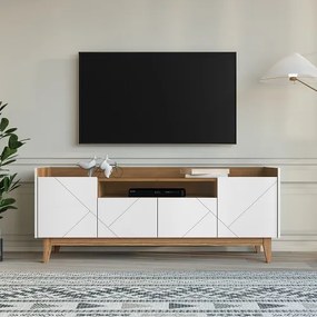 Rack Adria 1.80 Branco/Cedro - Casa D Móveis