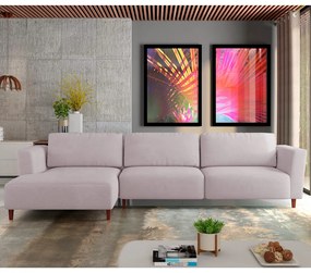 Sofá 290cm com Chaise Esquerda Franz Suede Rosê G52 - Gran Belo