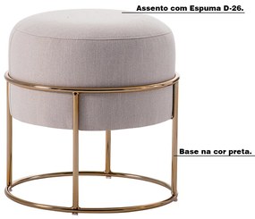 Puff Decorativo Redondo Squillo Pés em Aço Bege/Dourado G66 - Gran Belo