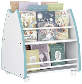 Biblioteca Porta Livros Infantil Abraço De Mãe 4 Rodízios - Branco/azul