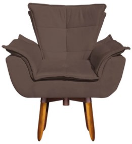 Kit Poltrona Opala Com Puff Opala Suede Base Giratoria Pés Palito D03 - D'Rossi - Marrom