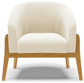 Poltrona Decorativa Base de Madeira kit 2 Stella Veludo D03 - D'Rossi - Bege