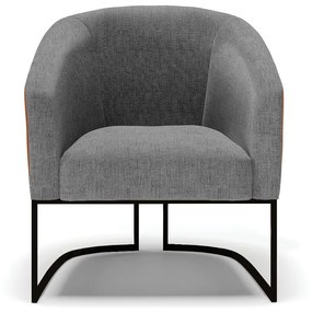 Poltrona Decorativa Industrial Preta Stella Nozes/Linho Grafite D03 - D'Rossi