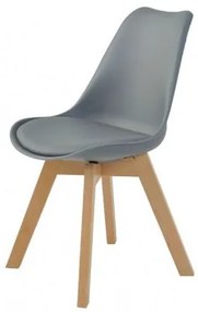Cadeira Siena PU Cinza Base Madeira Natural 84cm - 62132 Sun House