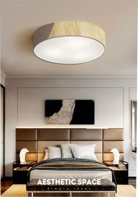 Plafon Luminária de teto decorativa para casa, Md-3076 nórdicas em tecido e madeira 3 lâmpadas com difusor em poliestireno