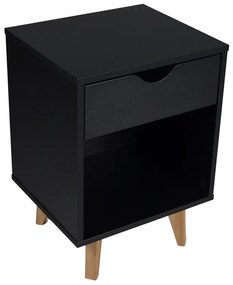 Mesa de Cabeceira Bilbo Com 01 Gaveta Preto - D'Rossi
