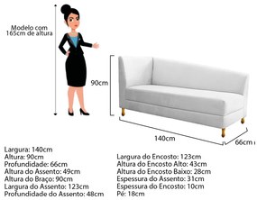Recamier Valéria 140cm Lado Direito Suede Branco - ADJ Decor