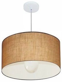 Lustre Pendente Cilíndrico Vivare Md-4069 Cúpula em Tecido 50x30cm - Bivolt
