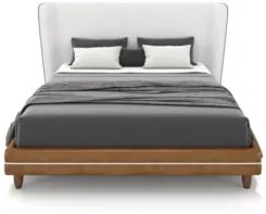 Cama Casal 140cm Com Cabeceira Many Z37 Bouclê Off/Caramelo - Mpozenat
