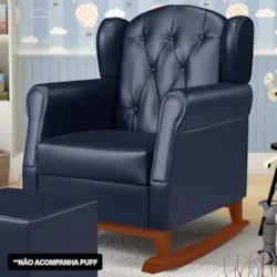 Kit 02 Poltronas Amamentação Base Madeira Balanço Lucy Z39 Sintético A