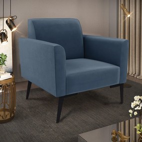 Kit 2 Poltronas Pés Villach Marisa Suede Azul Marinho