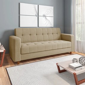 Sofá 03 Lugares Arezzo Suede Pés Chanfrado Castanho - D'Rossi - Marrom Rato