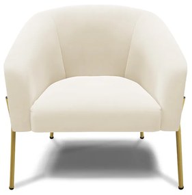 Poltrona Decorativa Pé de Ferro Dourado Stella Veludo D03 - D'Rossi - Bege