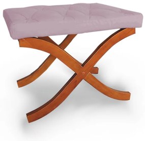 Puff Decorativo Joice Base Madeira Suede Rosa - Sheep Estofados