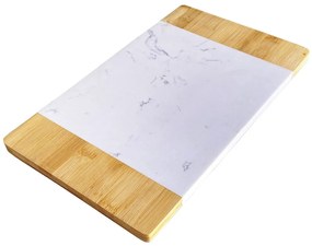 Tábua de Frios Retangular Bambu e Mármore