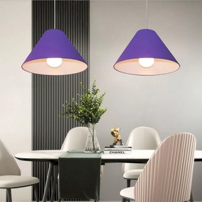 Lustre Pendente Cone Md-4078 Cúpula em Tecido 25/40x15cm Roxo - Bivolt