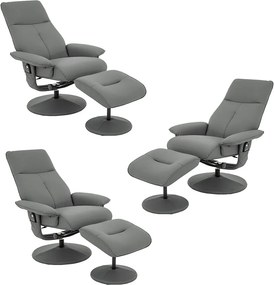 Kit 3 Poltronas do Papai Reclinável Elétrica Com Apoio de Pés Giratória e Massagem Nebraska PU Fendi G56 - Rivatti