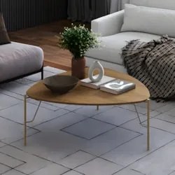 Mesa de Centro Alta Para Sala Pés Metálicos Blen Louro/Dourado I06 - M