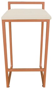 Banqueta Alta Industrial Pietra Suede Bege Base Cobre D'Rossi