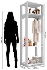 Módulo Guarda Roupa Closet Com Prateleiras Titan Branco Velluto - Móve