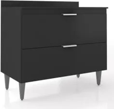 Balcão de Cozinha Com Tampo 100cm Pérola Preto Z34          - Mpozenat