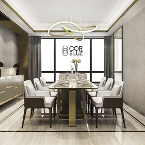 Pendente Trilha Ø60X10Cm Led 30W 3000K Bivolt / Dourado |S&l Iluminaçã... (Dourado)