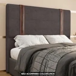 Cabeceira Cama Box Queen 160cm Estofada Glory Boucle Marrom Z04 - Mpoz