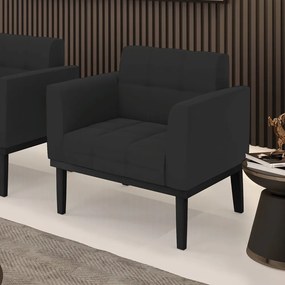 Poltrona Decorativa Karen Pés Fixo em Madeira Preto Veludo Preto G19 - Gran Belo