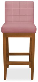 Banqueta Alta Sueli Base Madeira Maciça Estofada Suede Rose