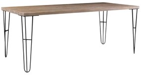 Mesa Sala de Jantar Cozinha Ludiana 140cm Grafite Madeira Maciça Driftwood G54 - Gran Belo