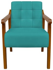 Poltrona Decorativa Vênus Veludo Azul Tiffany