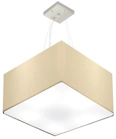 Lustre Pendente Quadrado Md-4075 Cúpula em Tecido 30/50x50cm Algodão Crú - Bivolt