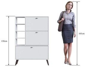 Sapateira Estante Retrô com 3 Portas e 4 Prateleiras 18 pares Branco