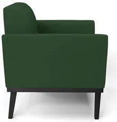 Sofá Namoradeira e 2 Poltronas Base Madeira Preto Maressa Veludo Verde