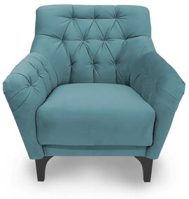 Poltrona Decorativa Roma Botonê Pés Madeira Veludo Turqueza - Sheep Estofados - Água
