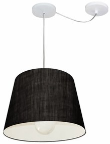 Lustre Pendente Cone Com Desvio Md-4274 Cúpula  30/30x40cm Preto - Bivolt