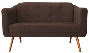Kit Sofá Namoradeira + Poltrona Bruna Suede Marrom Pé Palito