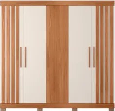 Guarda Roupa Casal 216cm Com 5 Portas Sulla Freijó/Off C01 - Mpozenato